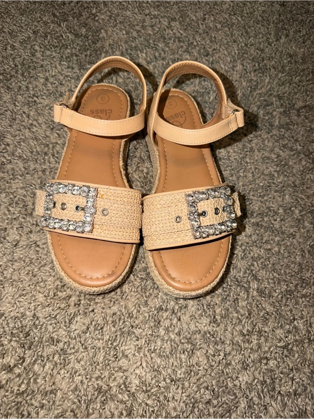 Art class Classic Neutral Girls' Sandals with Sparkle Buckle